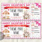 Valentines Day Theme Park Ticket Editable Template