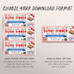 Sushi Dinner Invitation Ticket Editable Template, Birthday Sushi Dinner Party Invite For Kids And Adults Voucher Printable, Japanese Food