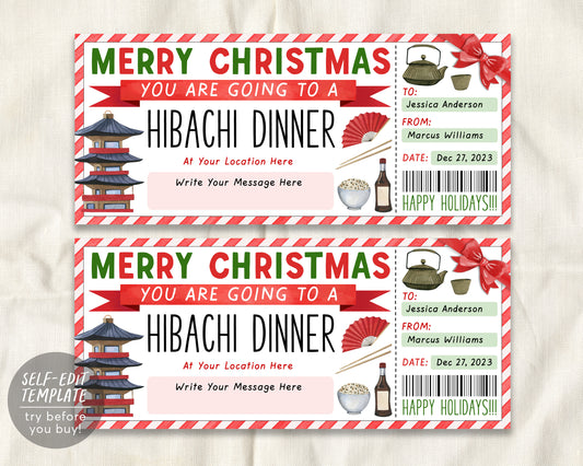 Hibachi Dinner Ticket Voucher Editable Template