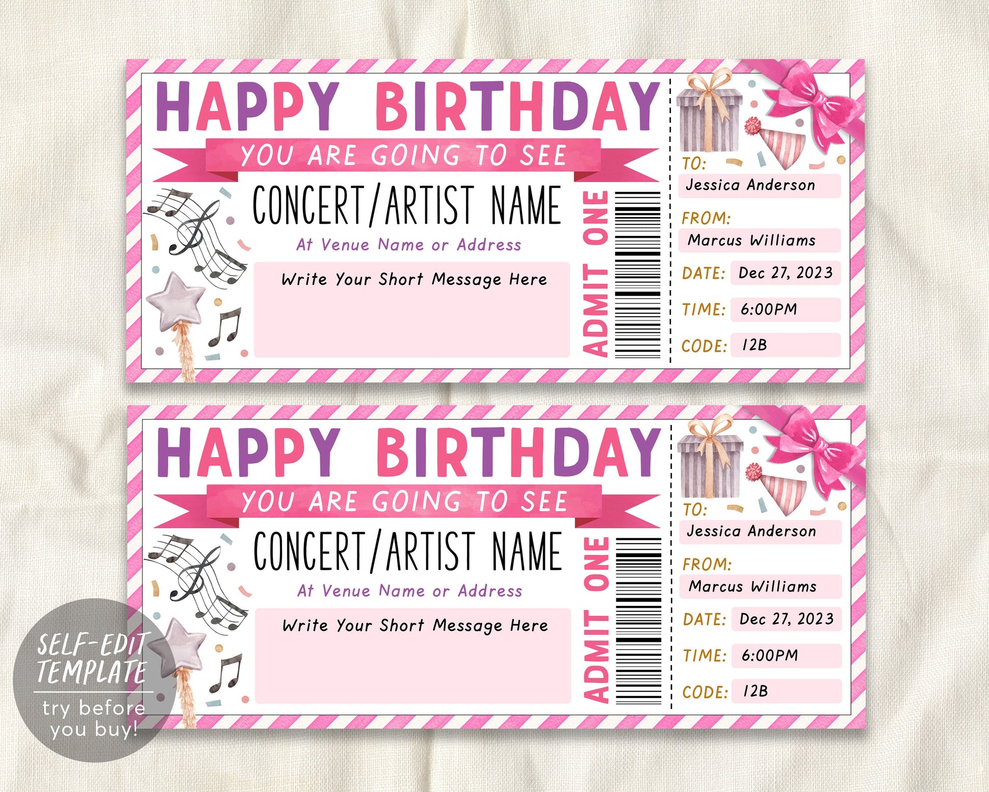 concert-ticket-gift-voucher-editable-template-surprise-birthday-gift-puff-paper-co for Free Printable Happy Birthday Gift Certificates Concert Ticket Gift Voucher Editable Template, Surprise Birthday Gift – Puff Paper Co for Free Printable Happy Birthday Gift Certificates