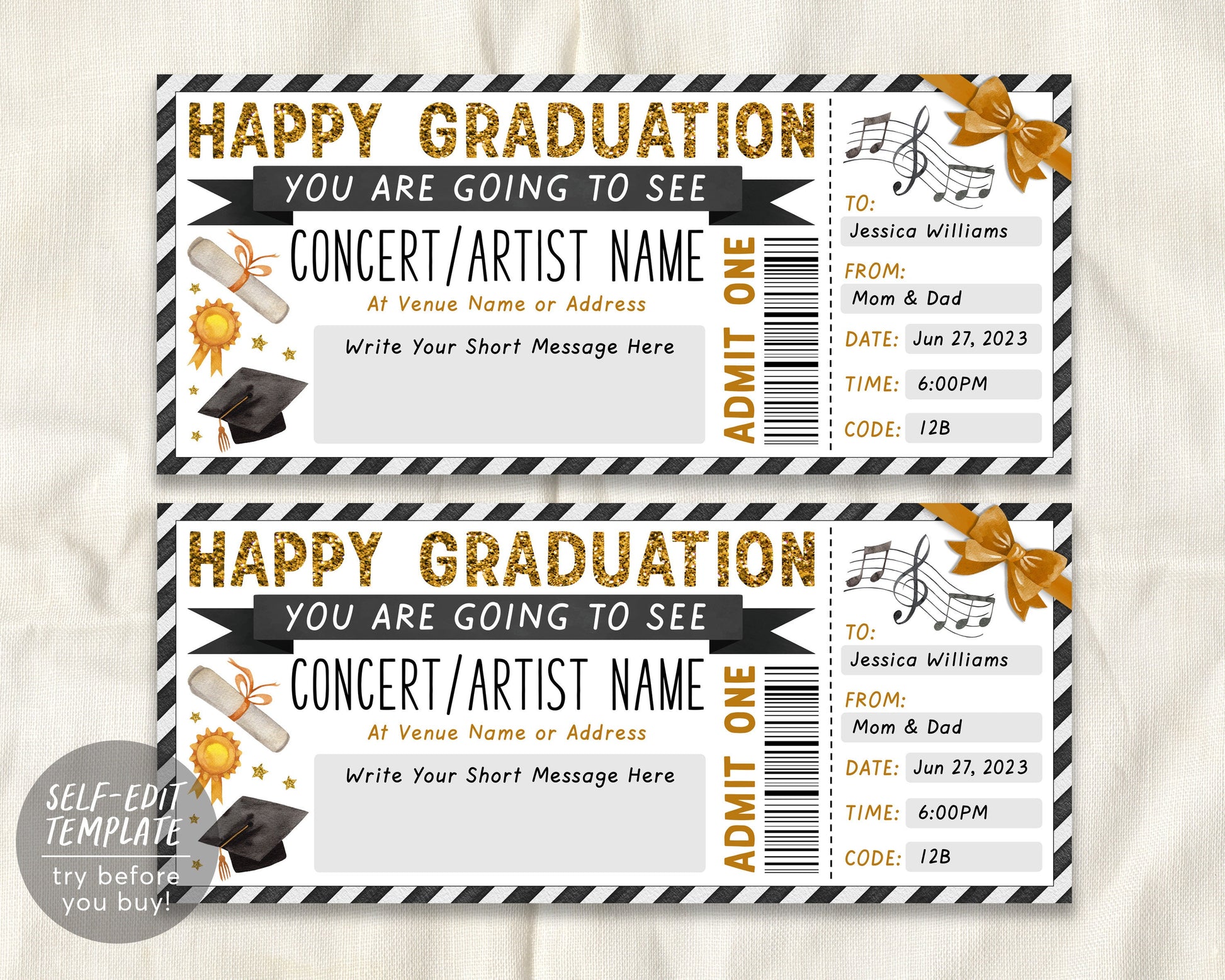 Graduation Concert Ticket Gift Voucher Editable Template, Surprise Gra – Puff Paper Co graduation-concert-ticket-gift-voucher-editable-template-surprise-gra-puff-paper-co