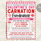 Valentine&#39;s Day Carnation Flower Fundraiser Flyer Editable Template