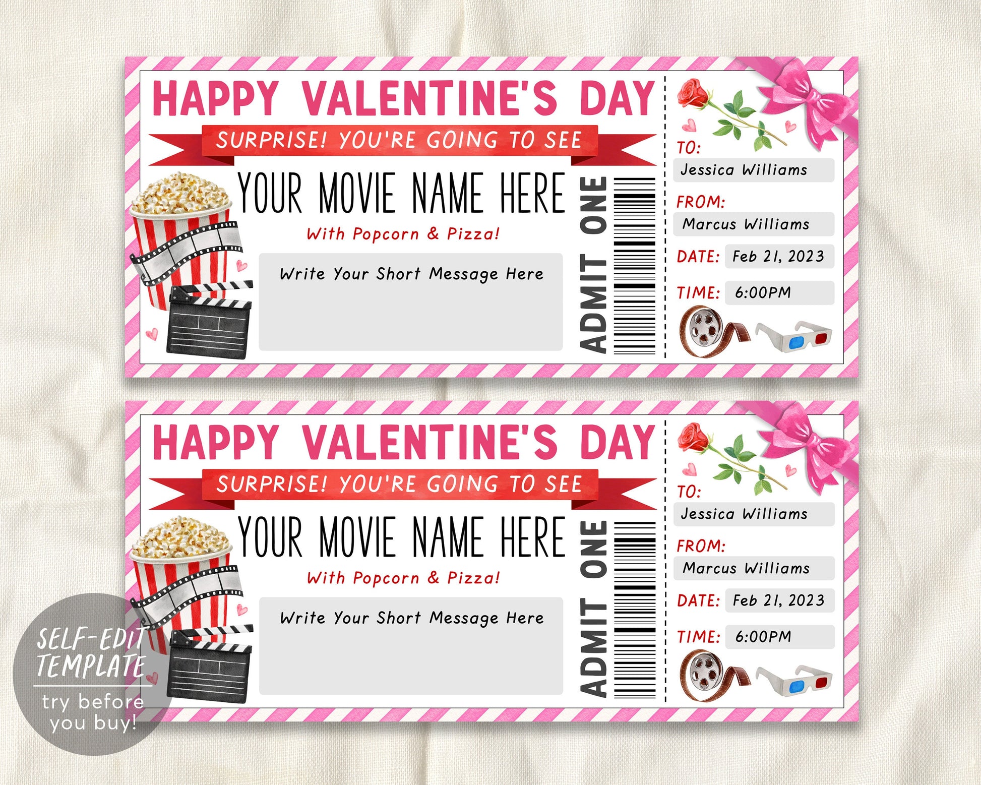 movie ticket invitations free printable