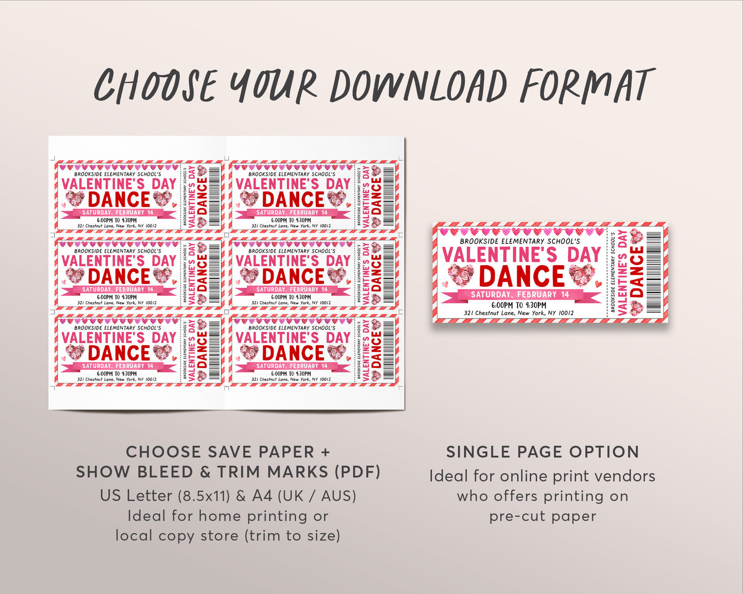 Valentine's Day Dance Flyer Editable Template, Valentines School Dance Invitation Invite, School Dance Tickets Printable, Church Community