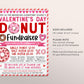 Valentine's Day Donut Fundraiser Flyer Editable Template, Valentine Bake Sale Donuts Fundraising Sale Event, PTA PTO School Nonprofit Church