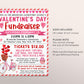 Valentine's Day Fundraiser Flyer Editable Template, Valentine Party Event Invitation Invite PTA PTO School Nonprofit Church Festival Charity