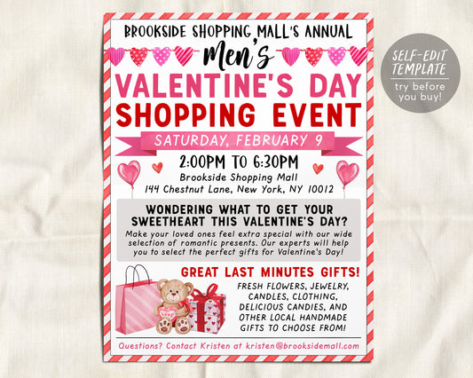 Valentine&#39;s Day Shopping Flyer Editable Template