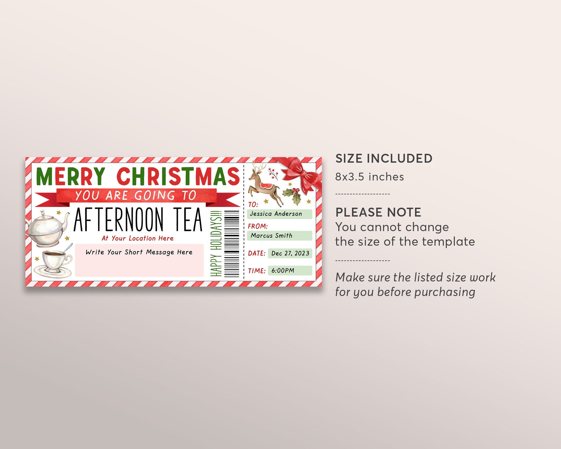 Printable Christmas Tea Ticket Printable Christmas Tea Ticket