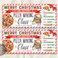 Pizza Making Class Christmas Gift Certificate Ticket Editable Template