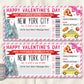 Valentines Day New York City Trip Ticket Editable Template