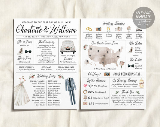 Infographic Wedding Program Editable Template