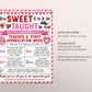 Valentine's Day Teacher Staff Appreciation Week Itinerary Flyer Editable Template, Sweet Candy Dessert Theme Schedule Newsletter PTO PTA