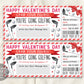 Valentine&#39;s Day Golf Trip Gift Ticket Editable Template