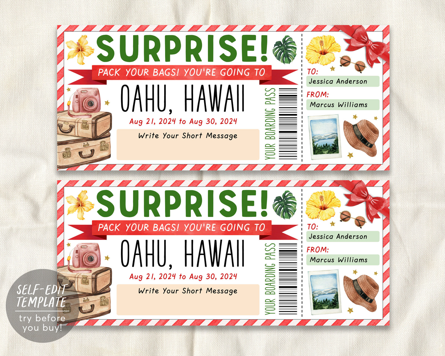 Hawaii Plane Ticket Boarding Pass Editable Template, Surprise Trip to – Puff Paper Co hawaii-plane-ticket-boarding-pass-editable-template-surprise-trip-to-puff-paper-co