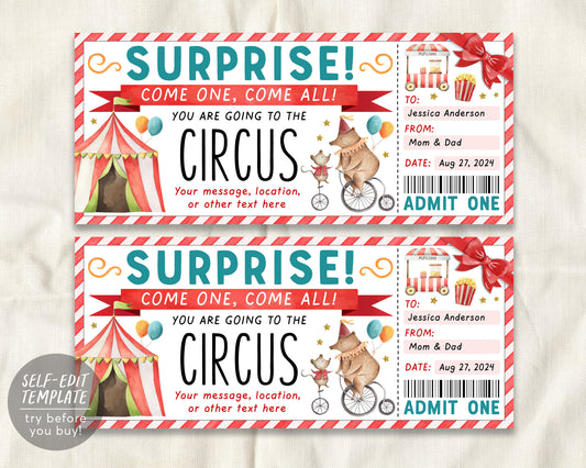 Circus Ticket Editable Template