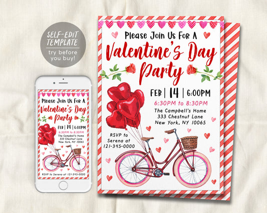 Valentines Day Party Invitation Editable Template