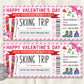 Valentines Day Ski Pass Gift Certificate Editable Template