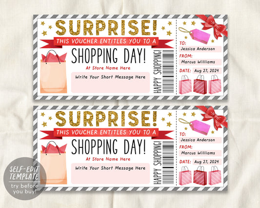 Shopping Spree Gift Certificate Editable Template