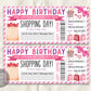 Birthday Shopping Spree Gift Certificate Editable Template, Surprise Shopping Day Trip Voucher Ticket For Girlfriend Wife Mom Printable