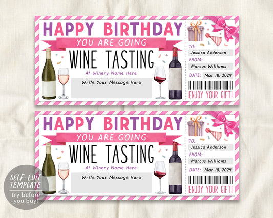 Wine Tasting Gift Voucher Editable Template