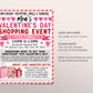Valentine's Day Shopping Flyer Editable Template, Valentine Sales Men's Shopping Event Announcement Invitation, Boutique Marketing Vendor