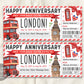 Wedding Anniversary London Gift Ticket Boarding Pass Editable Template