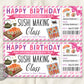 Sushi Making Class Ticket Voucher Editable Template