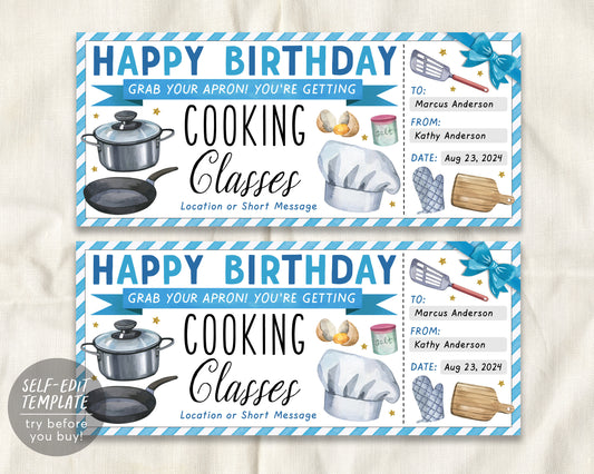 Cooking Classes Gift Certificate Ticket Editable Template