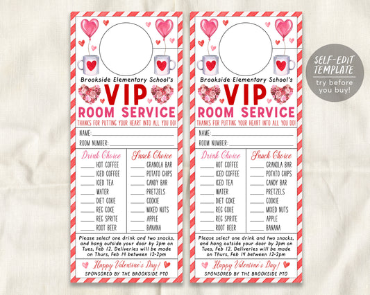 Valentine&#39;s Day VIP Room Service Door Hanger Editable Template