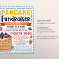 Pancake Breakfast Fundraiser Flyer Editable Template, Flapjacks Brunch Event, School PTO PTA Church Charity Community School Benefit Work