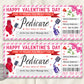 Valentines Day Pedicure Ticket Editable Template