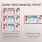 Baseball Camp Gift Ticket Editable Template, Birthday Surprise Training Camp Sports Game Voucher Skills Clinic Coupon Gift Certificate DIY