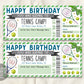 Tennis Camp Gift Ticket Editable Template