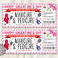 Valentines Day Mani Pedi Ticket Editable Template