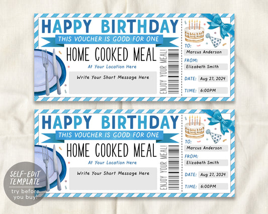 Home Cooked Meal Coupon Editable Template