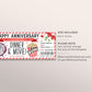 Dinner and Movie Gift Voucher Editable Template, Wedding Anniversary Surprise Date Night Restaurant Gift Certificate Reveal For Wife Husband