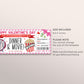 Valentines Day Dinner and Movie Voucher Editable Template, Surprise Date Night Restaurant Gift Certificate Reveal For Girlfriend Boyfriend