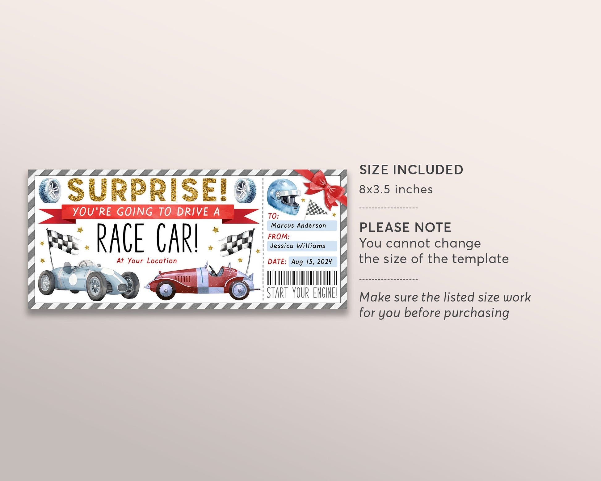Race Car Ticket Templates