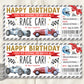 Birthday Race Car Ticket Gift Certificate Editable Template