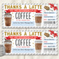 Thanks A Latte Gift Coupon Editable Template