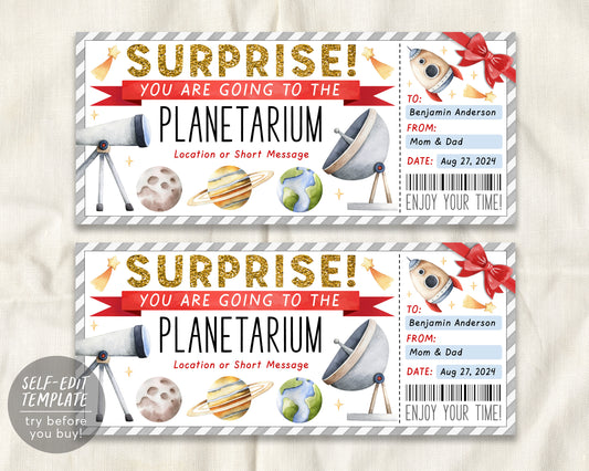 Planetarium Ticket Editable Template