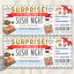 Sushi Night Ticket Voucher Editable Template