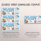 Sushi Making Class Ticket Voucher Editable Template, Birthday Surprise Japanese Cuisine Food Cooking Coupon, Cooking Lessons Certificate