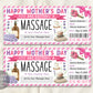 Mothers Day Massage Gift Certificate Ticket Editable Template