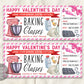Valentines Day Baking Classes Gift Certificate Ticket Editable Template