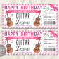 Birthday Guitar Lessons Gift Certificate Editable Template