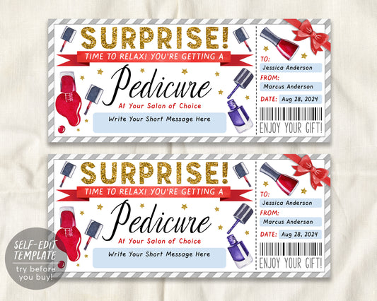 Pedicure Ticket Editable Template