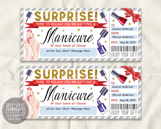 Manicure Ticket Editable Template