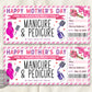 Mothers Day Mani Pedi Ticket Editable Template