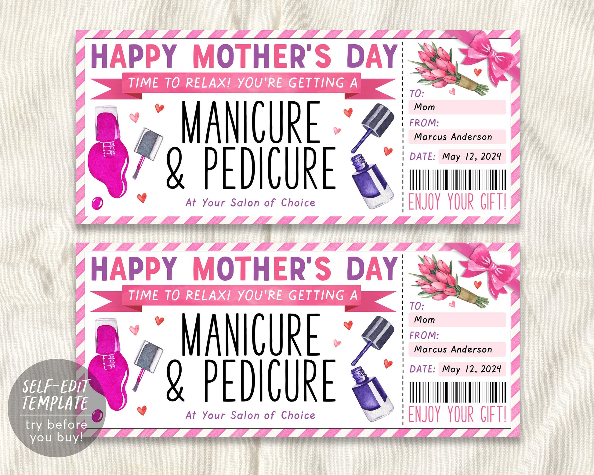mothers-day-mani-pedi-ticket-editable-template-manicure-pedicure-gift-puff-paper-co for Free Printable Pedicure Gift Certificate Template Mothers Day Mani Pedi Ticket Editable Template, Manicure Pedicure Gift – Puff Paper Co for Free Printable Pedicure Gift Certificate Template